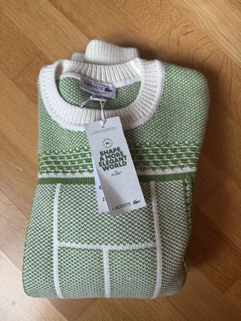Lacoste Pullover grün weiss Tennisplatz-Muster