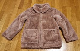 flauschige H&M Jacke mit Taschen - Gr. 134-140 - hellrosa