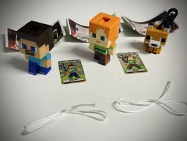 3 x Minecraft Figuren. Kinder Joy. Steve, Alex, Hund. Neue.