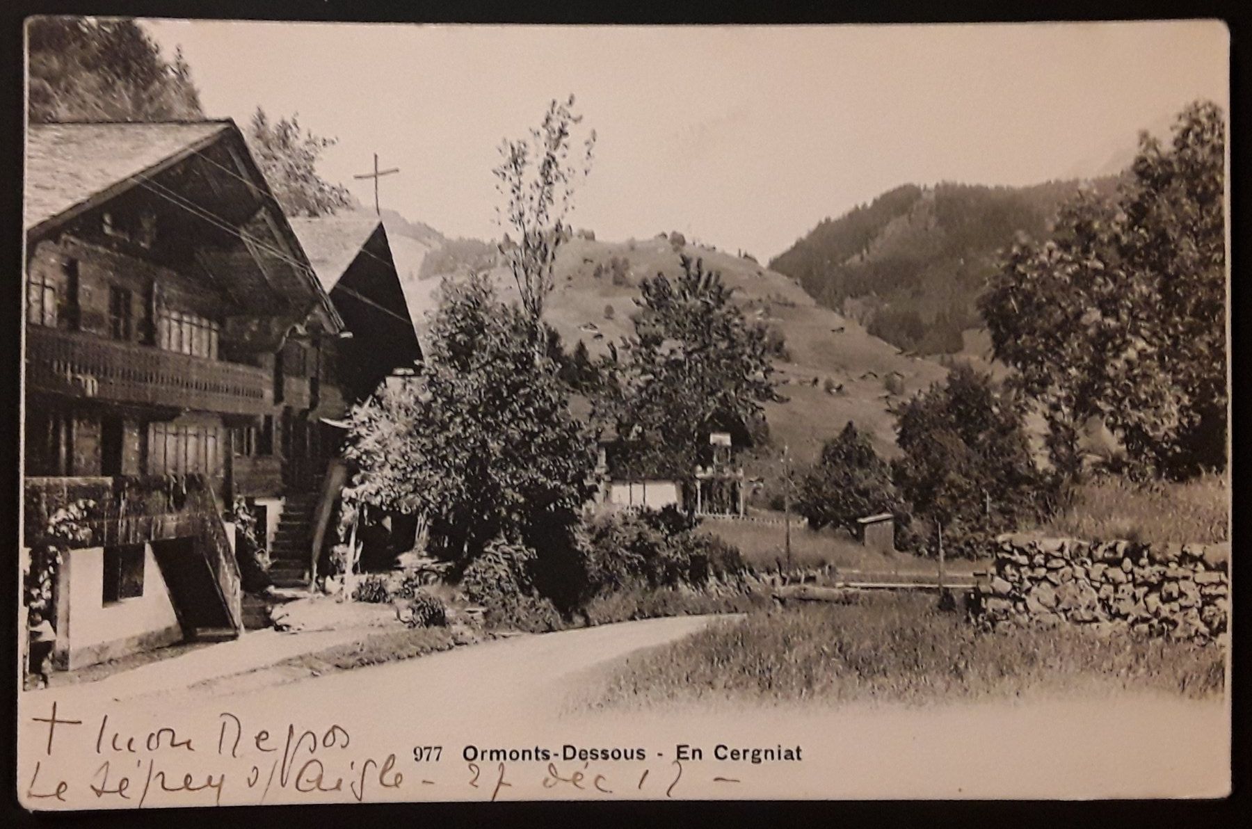 Ansichtskarten: 1917: Carte Ormonts-Dessous-En Cergniat – Gebraucht aus Walperswil von Tcheidi