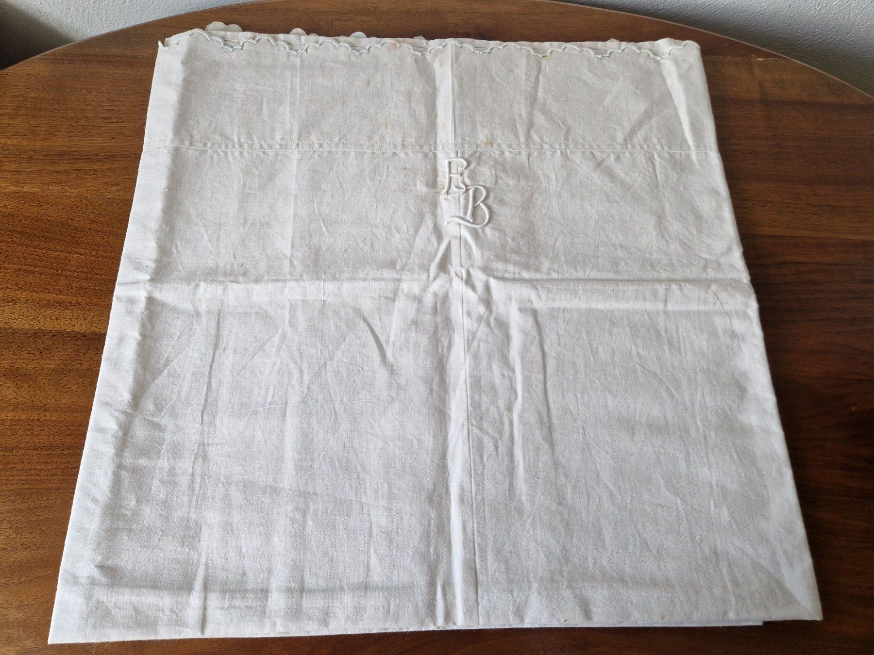 Biancheria da letto: Leinen Leintuch mit Monogramm EB, 210x160cm – Nuovo (secondo la descrizione) da Bern venduto da Antikbatik