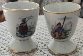 2 antike Kaffeebecher "Les Décors de Paris" von P. Dussault