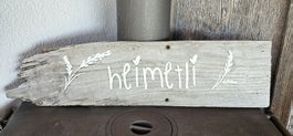 Dekoschild Holz "Heimetli" mit Lavendelmotiv Rustikal