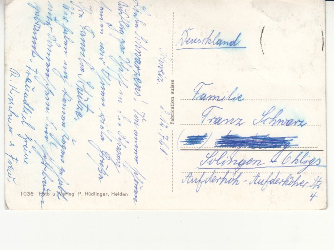Cartoline postali: Heiden 1961 – Usato da Bürglen TG venduto da StampGraf 1