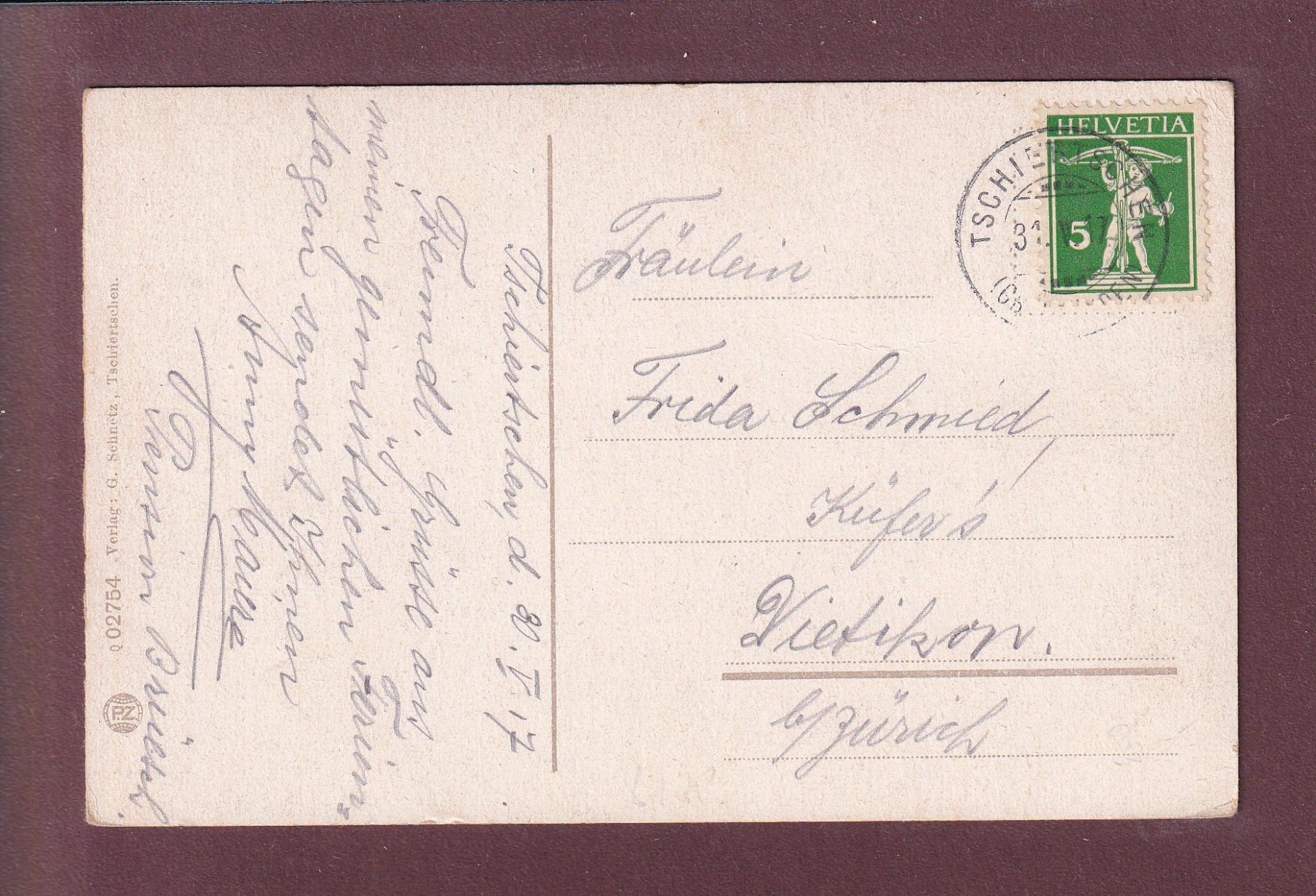 Cartes postales: URDENSEE - 1917 – D'occasion à Pully par nicecards 1