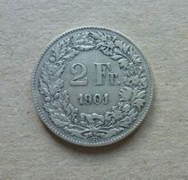 Schweiz ++ 2.- Franken 1901, gute Erhaltung