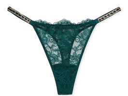 Victoria’s Secret Chain Shine Stripe Lace Thong M NEW