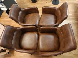 4erSet Esszimmerstühle Armlehnen, 360 Grad drehbar, PU Leder