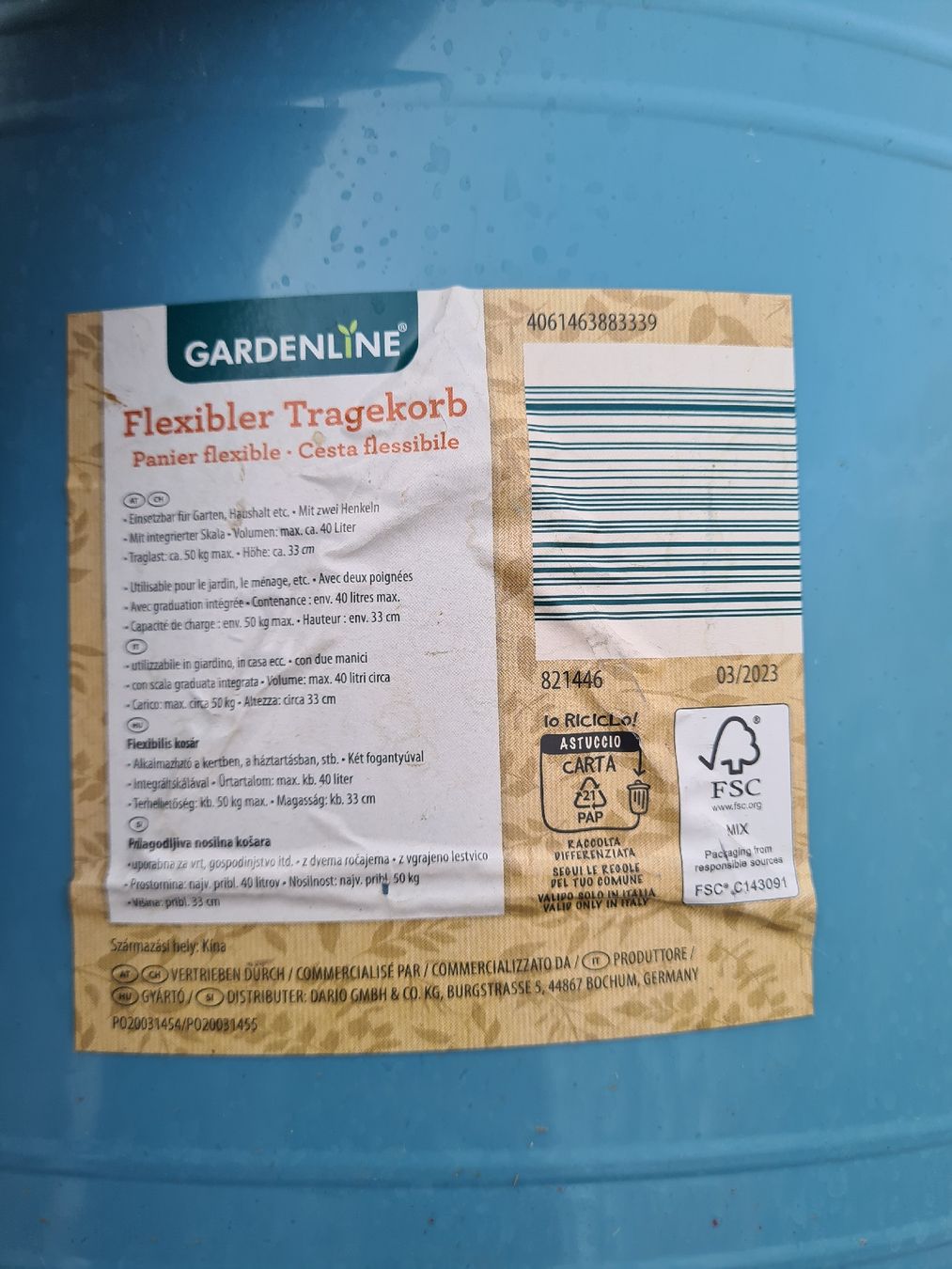 Altro per la casa: Gartenkorb/ Tragekorb flexibel, 40L,  blau – Usato da Villmergen venduto da Conny_86 3