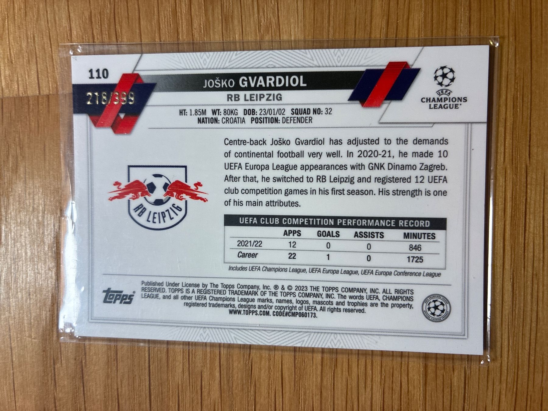 Topps Carte collezionabili: Topps Chrome Josko Gvardiol /399 – Usato da Wangenried venduto da Garagara 1