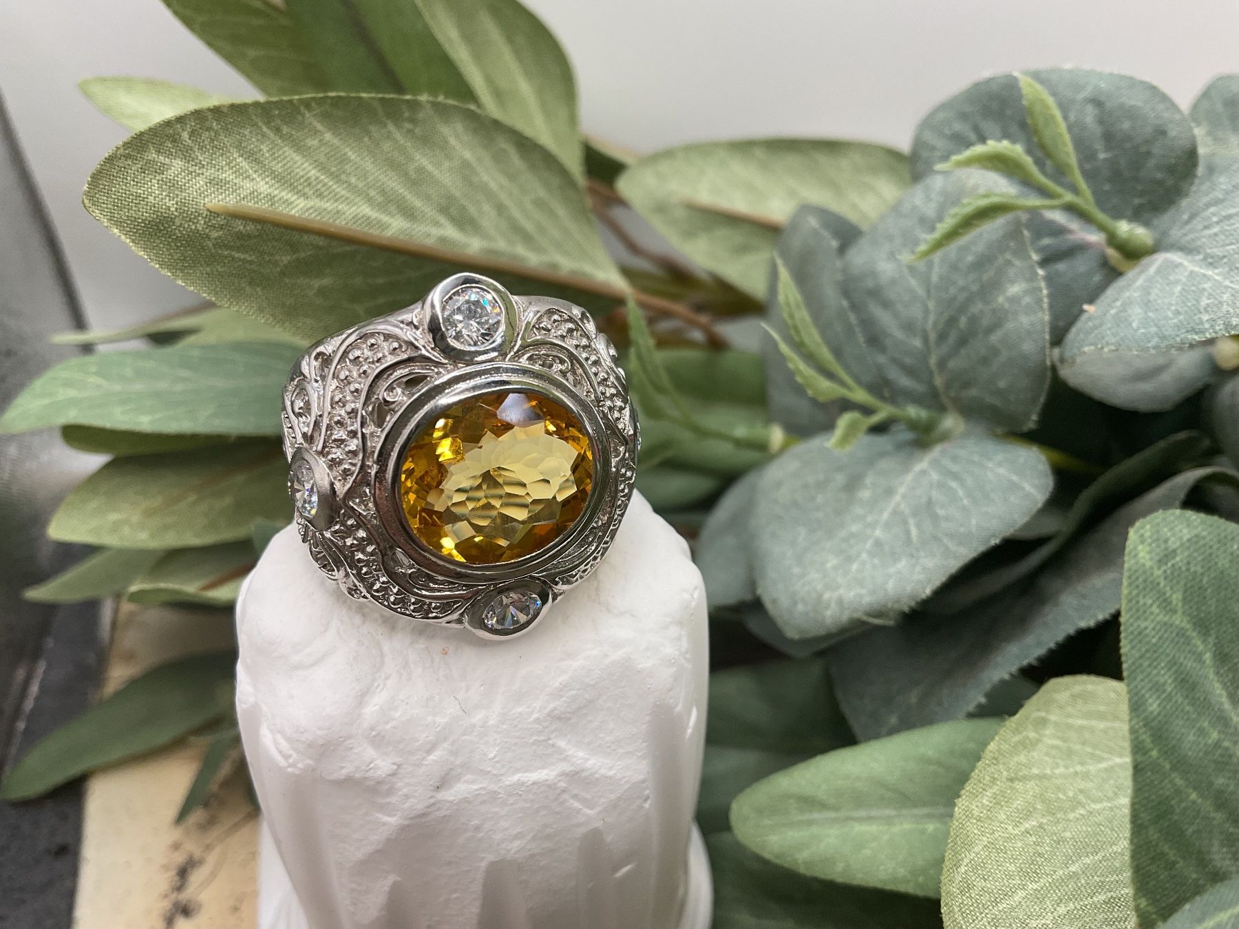Ringe: Statemntring mit Citrin in Sterlingsilber, Gr.56 – Neu (gemäss Beschreibung) aus luzern von Alpendorf1 1