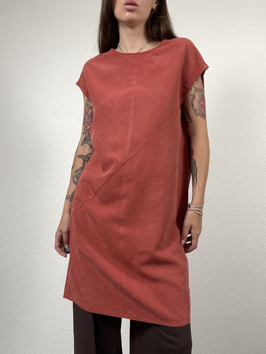 Stefanel Vestiti: Stefanel Oversized Brick Red Linen-Blend Dress – Usato da Knonau venduto da Grapesvintage 6