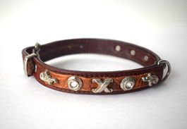 Hundehalsband Leder m. Strass XS Lederhalsband Kleiner Hund