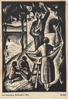Dora Lauterburg, Holzschnitt, 1920 - Weinlese, Wein