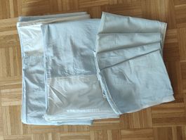 2 parures de lit 100 % coton réversible (blanc / bleu ciel)