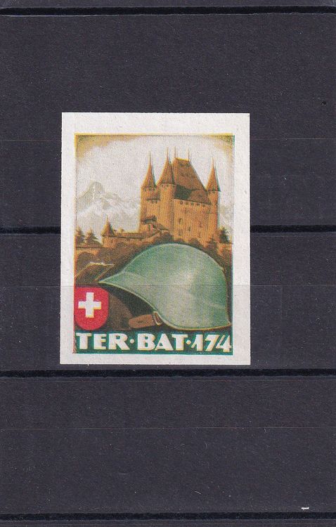 Tutti i francobolli: Territorial-Truppen Ter.Bat.174: Nr. 339c, grüner Helm – Nuovo (secondo la descrizione) da Birsfelden venduto da Sakurajima