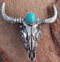 Bulle Totenkopf mit Hörner : Anstecker / Pin