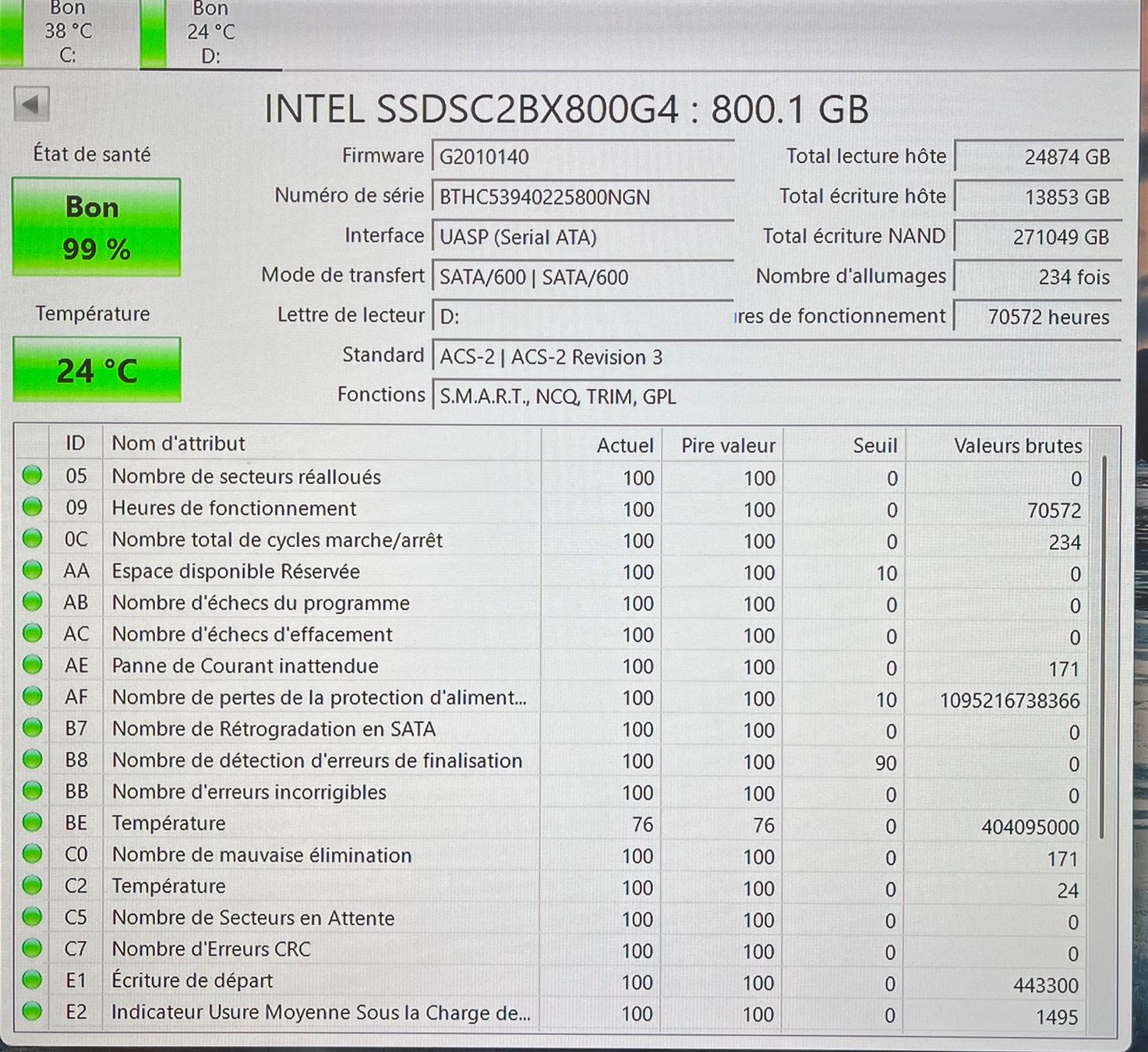 Intel Dischi rigidi: SSD Intel DC S3610 Series 800GB – Usato da Yverdon-les-Bains venduto da Fdurussel 1