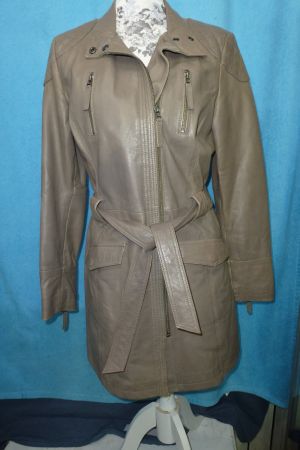 ASHLEY BROOKE LONG LEDERJACKE SCHLAMM GR 40 GÜRTEL