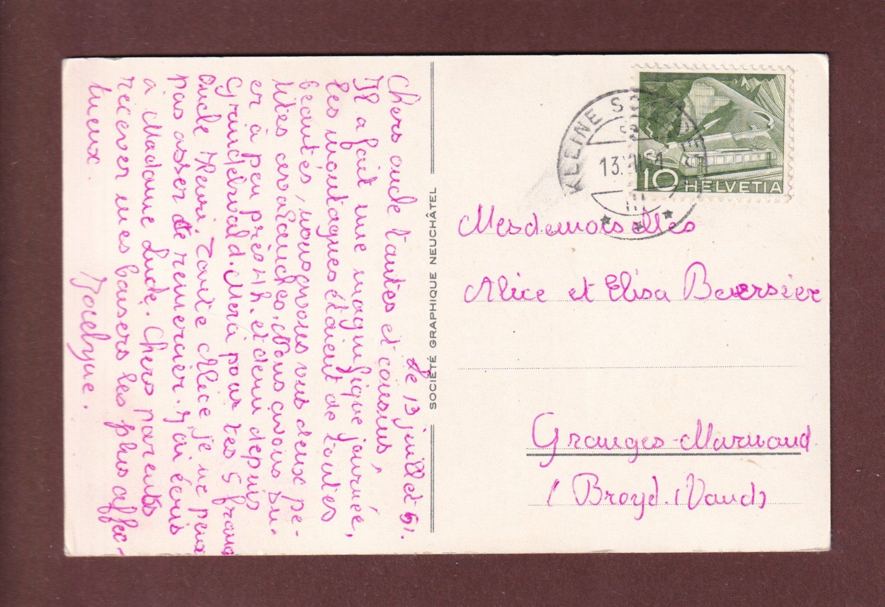 Ansichtskarten: KLEINE SCHEIDEGG - Eiger und Mönch - 1951 – Gebraucht aus Pully von nicecards-shop 1