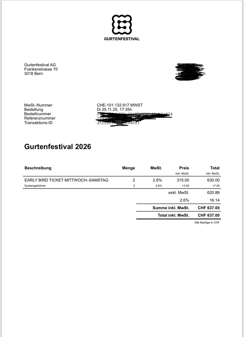 Billets: 2x 4 Tagespass Gurtenfestival – D'occasion à Gwatt (Thun) par jer_p5cz