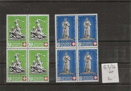 timbre B3 et B6 ** Pro Patria 1940 bloc de 4