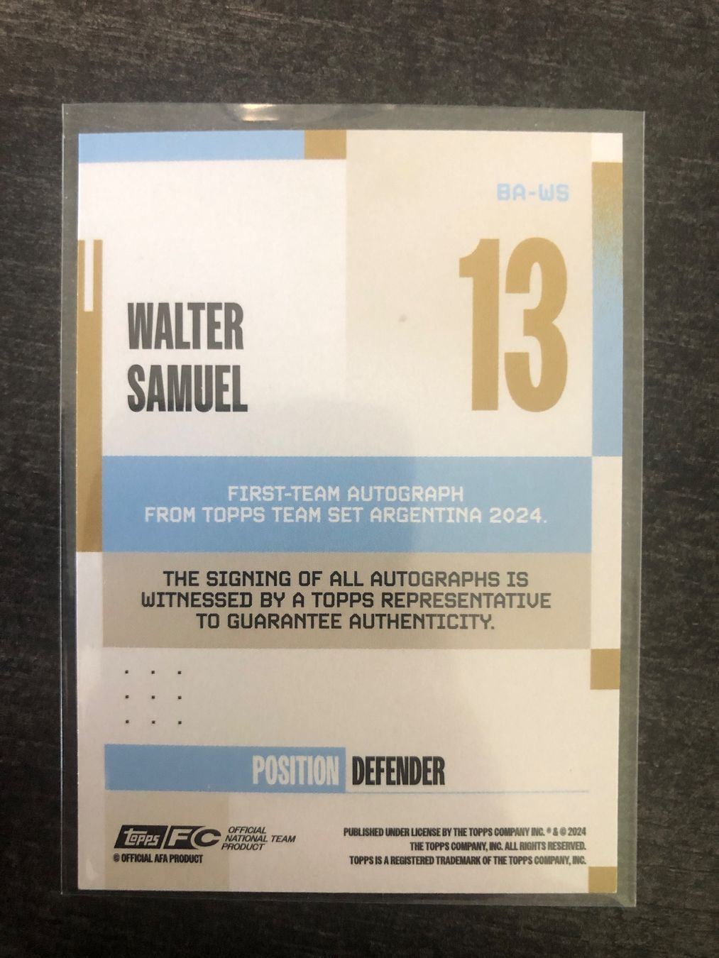 Topps Sammelbilder & Trading cards: Topps Argentinien Walter Samuel Auto /250 – Gebraucht aus Wangenried von Garagara 1