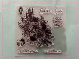 Herbstblumen und div. Texte - Silikonstempel