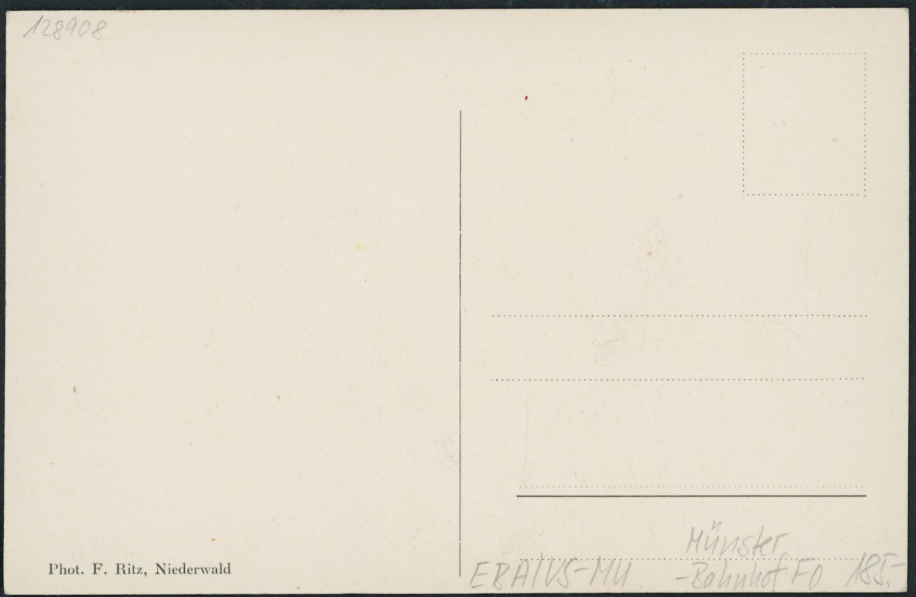 Cartoline postali: VS Münster - Bahnhof - Bahn FO – Usato da Schindellegi venduto da dolpitz 1