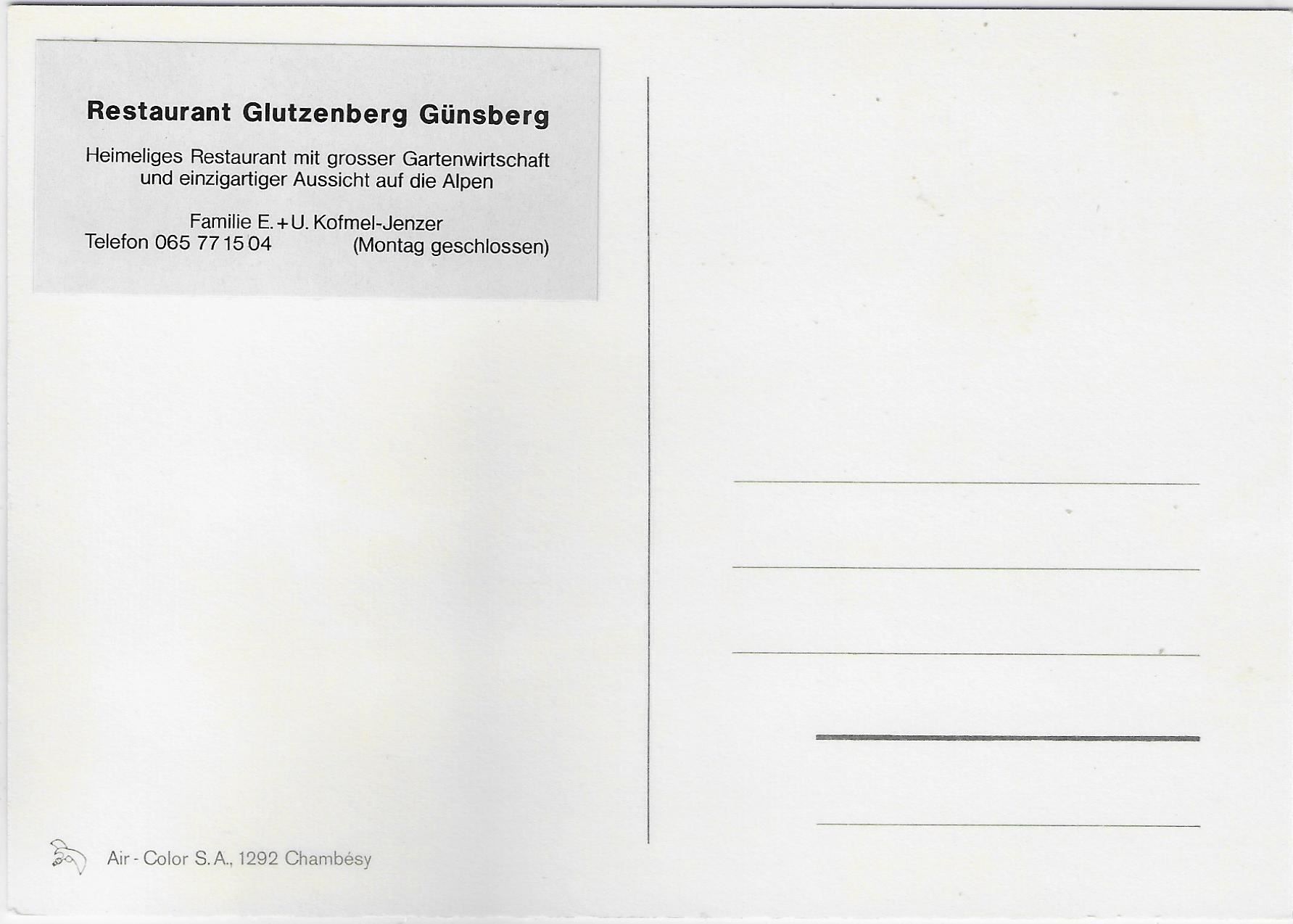 Cartoline postali: Restaurant Glutzenberg Günsberg SO – Usato da Ettingen venduto da Kartenplanet 1