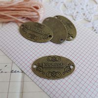 6x Applikation Metall Handmade Plakett