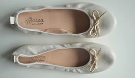Ballerina in Weiss/Crème, Gr. 35, weiches Leder
