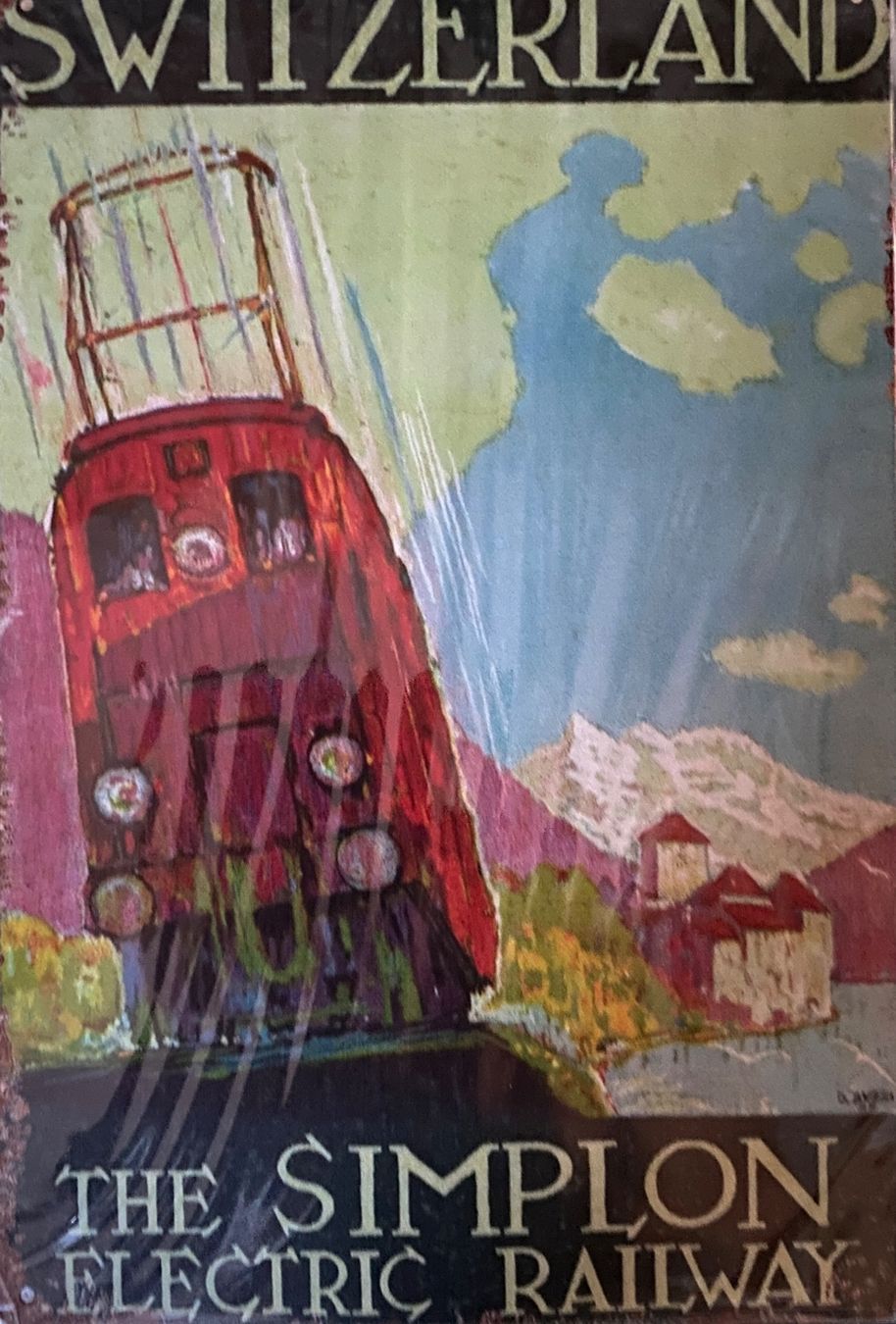 SBB/CFF/FFS Insegne: Plaque métallique CFF ligne du Simplon affiche publicitaire – Nuovo e nell'imballaggio originale da Plan-les-Ouates venduto da Asolo22