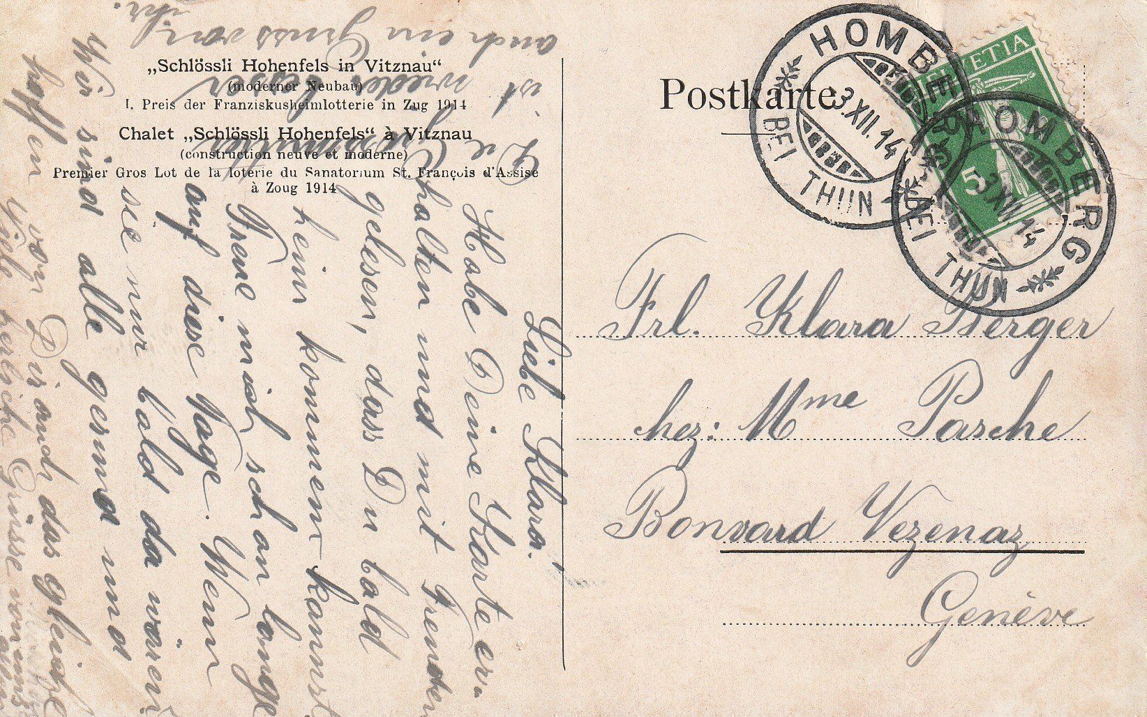 Cartoline postali: AK Vitznau gel. 3.12.1914 – Usato da Fribourg venduto da schnalla92 1
