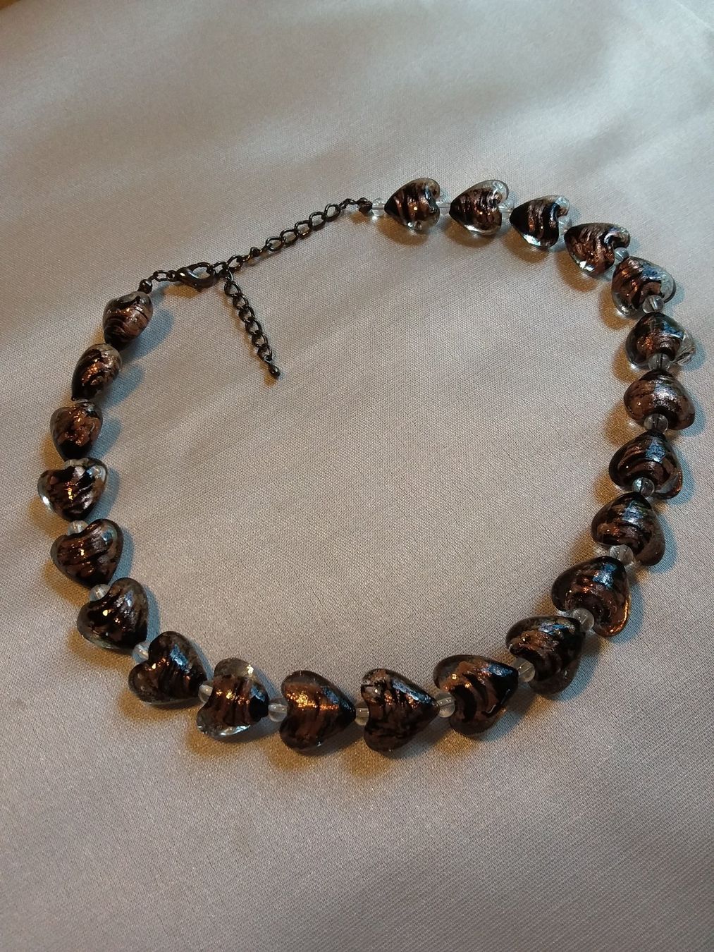 Murano Catenine: Murano Gold/schwarze Herz Halskette Collier – Usato da Zürich venduto da gutsan 3