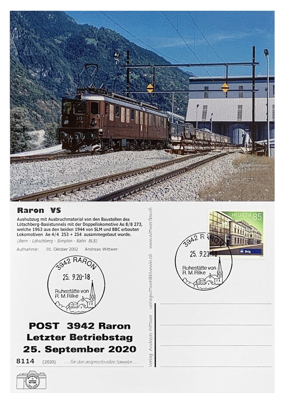 Cartoline postali: Raron Wallis Ansichtskarte Letzttag Post Bahn BLS Ae 8/8 – Nuovo (secondo la descrizione) da Bern venduto da AWiBe