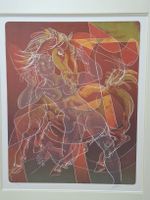 Hans Erni  Lithografie, "REITERIN ROT", limitiert 142/150