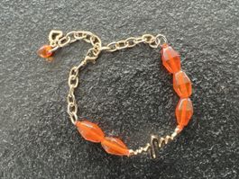 Designer Armband Gold/Orange Glasperlen