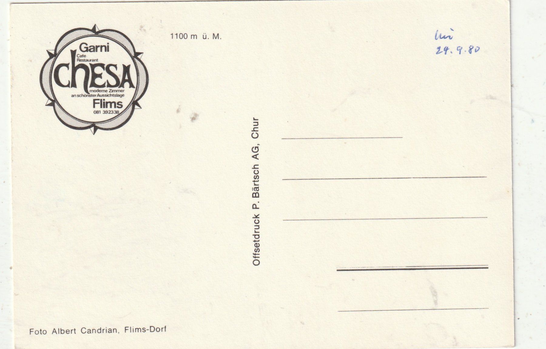Cartoline postali: Flims Garni - Tgesa – Usato da Lumbrein venduto da made02 1
