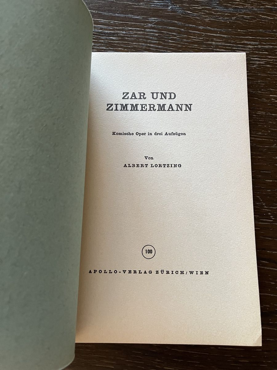 Libri: Zar und Zimmermann Oper Libretto von Lortzing – Usato da Winterthur venduto da Mmagu 1