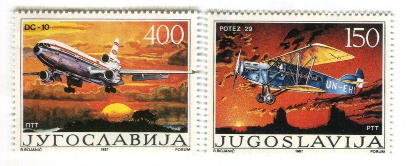 Tutti i francobolli: Briefmarken "Flugzeuge". Jugoslawien – Nuovo e nell'imballaggio originale da Basel venduto da Butsch5