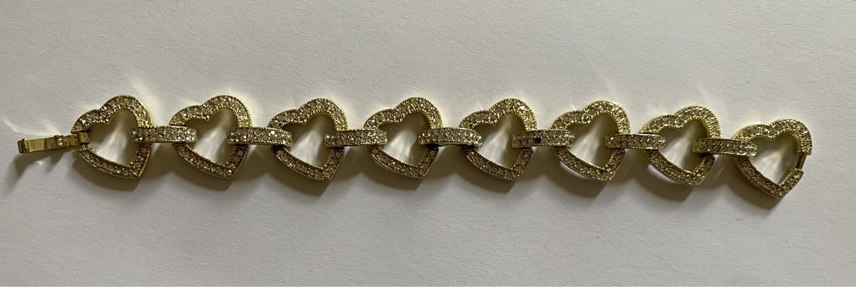Bracciali & Braccialetti: Modeschmuck Herzarmband vergoldet mit Strass-Steinen – Usato da Zürich venduto da sus_k5bd