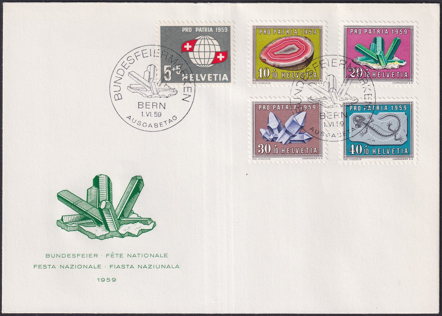 1959, B91-B95 auf adresslosem LUXUS-FDC, Kat: 35.-++ (Gebraucht) in