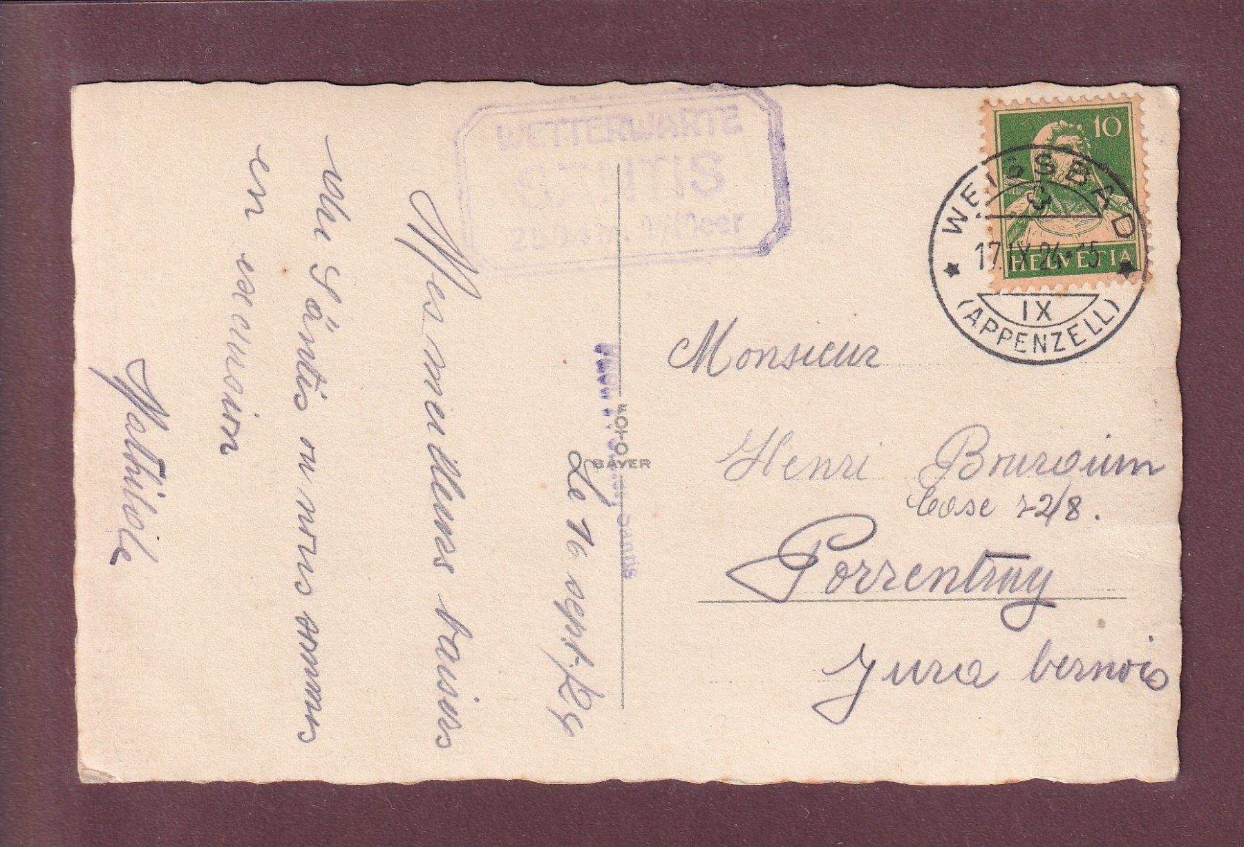 Cartoline postali: Hund am gefrorenes SÄNTIS - 1924 – Usato da Pully venduto da nicecards 1