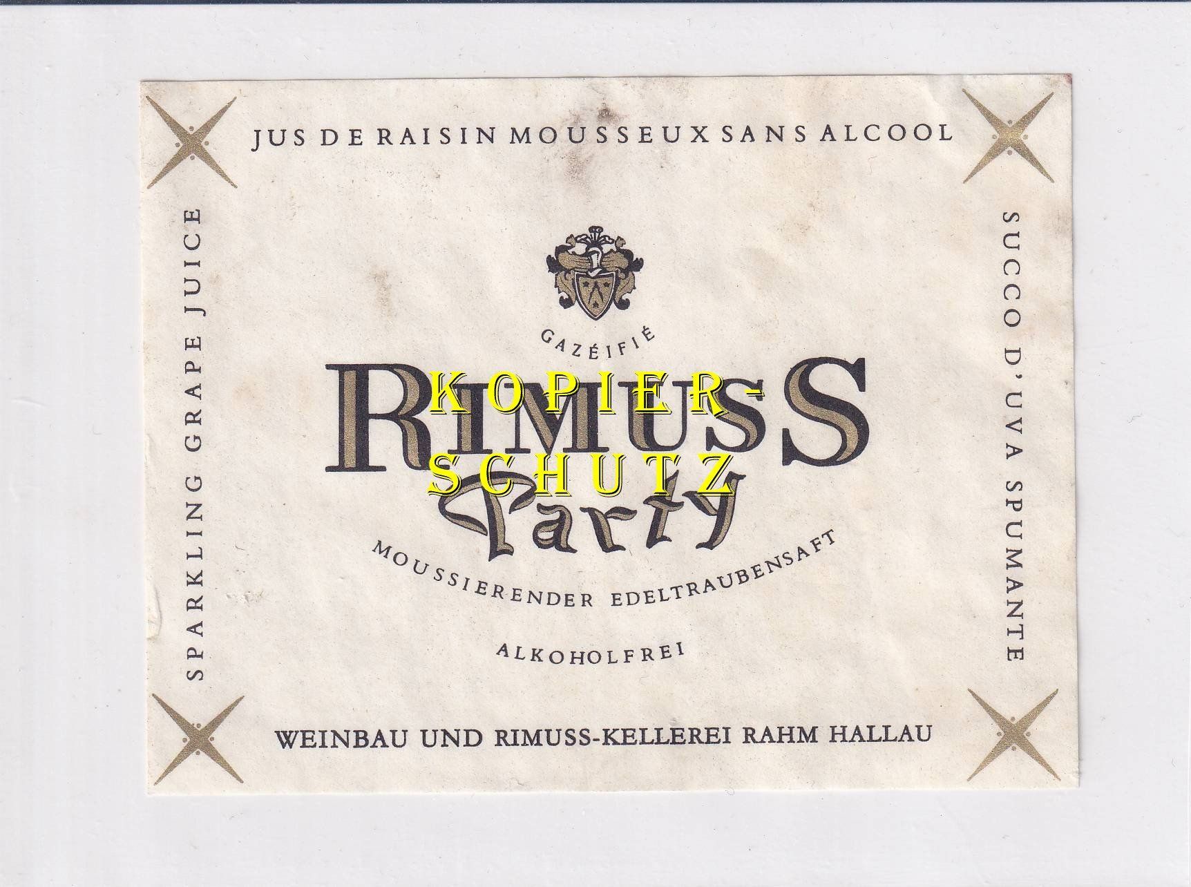Papiere: Etikette - Rimuss Party /bd – Gebraucht aus Hombrechtikon von Rudolf07