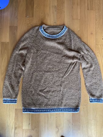 Brauner Strickpullover Alpakawolle mit Muster, Grösse L-XL