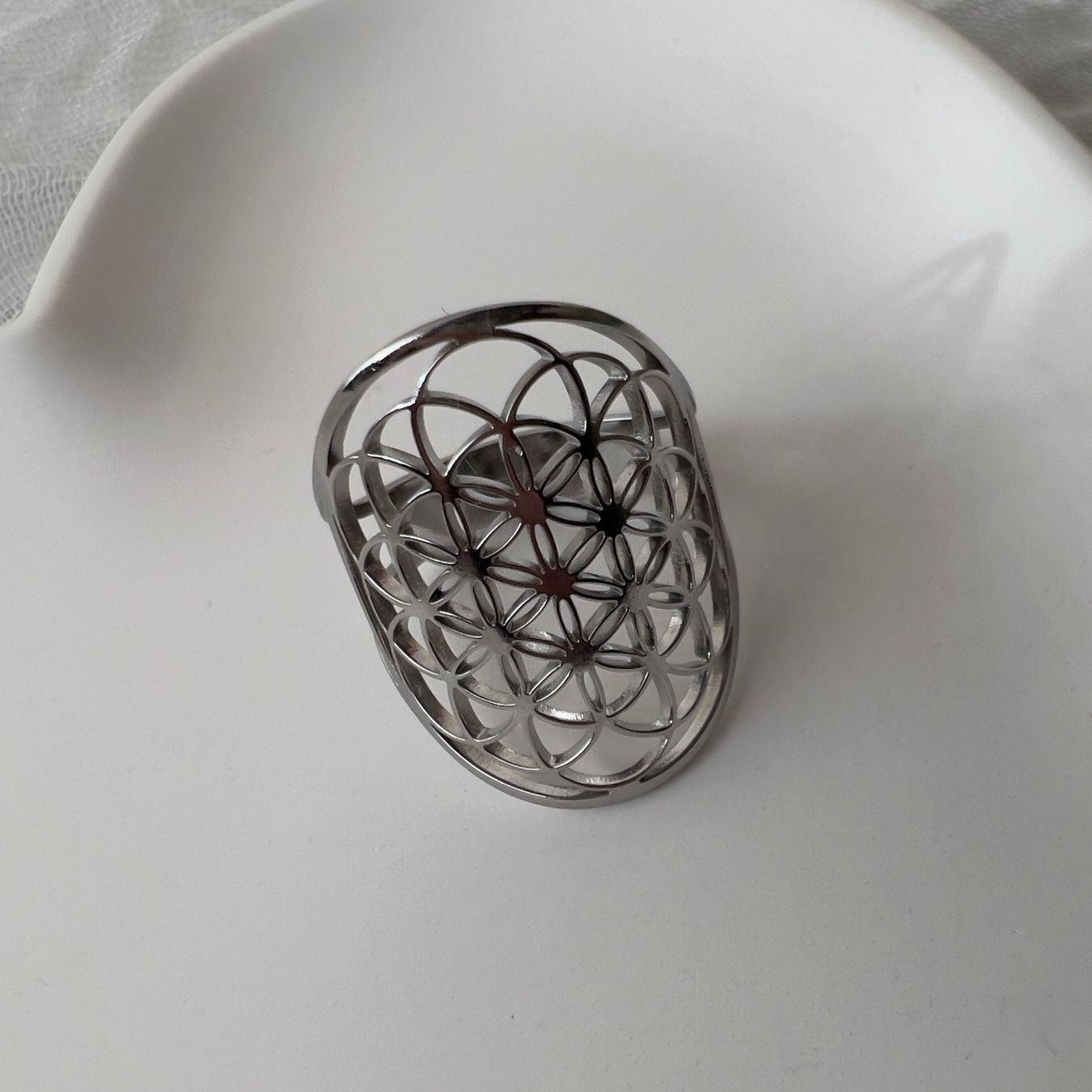 Anelli: Bague en acier inox Fleur de vie – Nuovo (secondo la descrizione) da Pully venduto da sunaddict 2