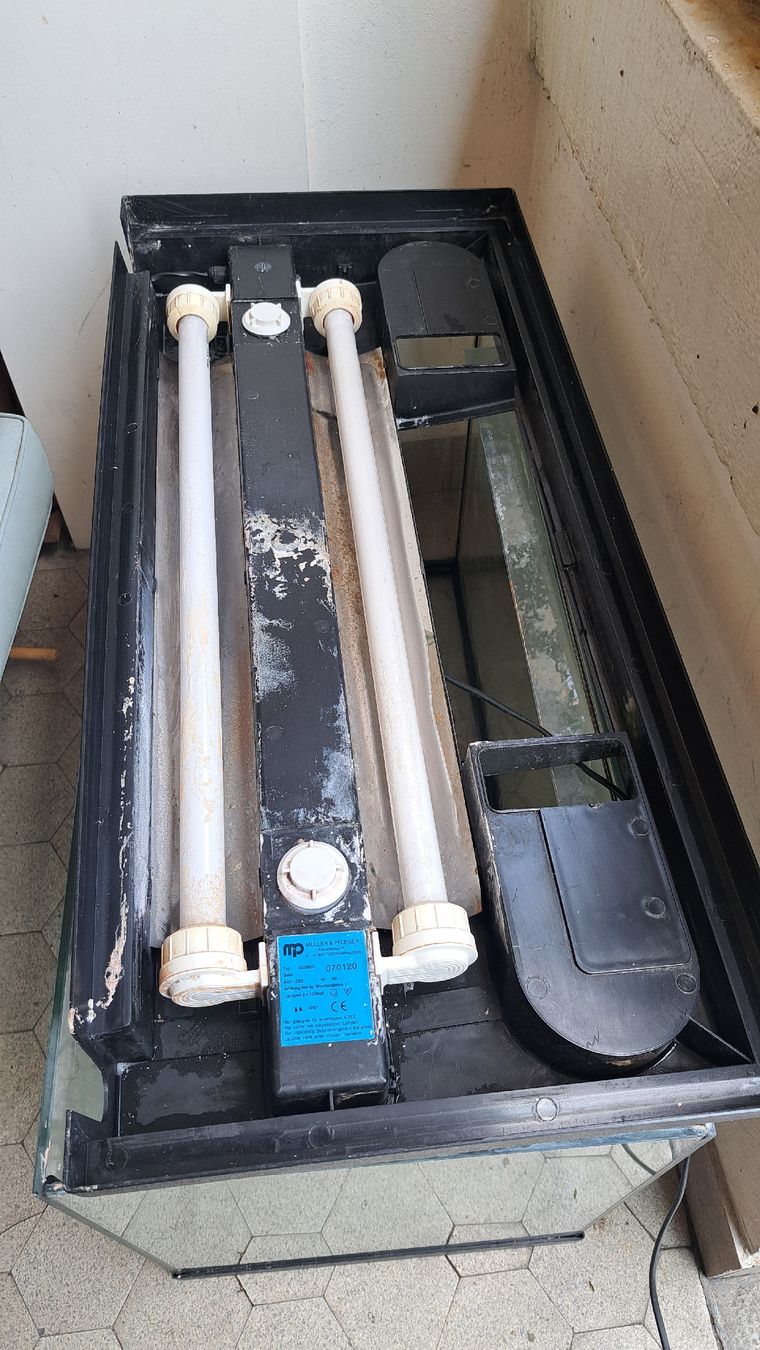 Acquari: defektes gebrauchtes Aquarium mit Abdeckung und Beleuchtung  – Difettoso da Riehen venduto da Chimpara 3
