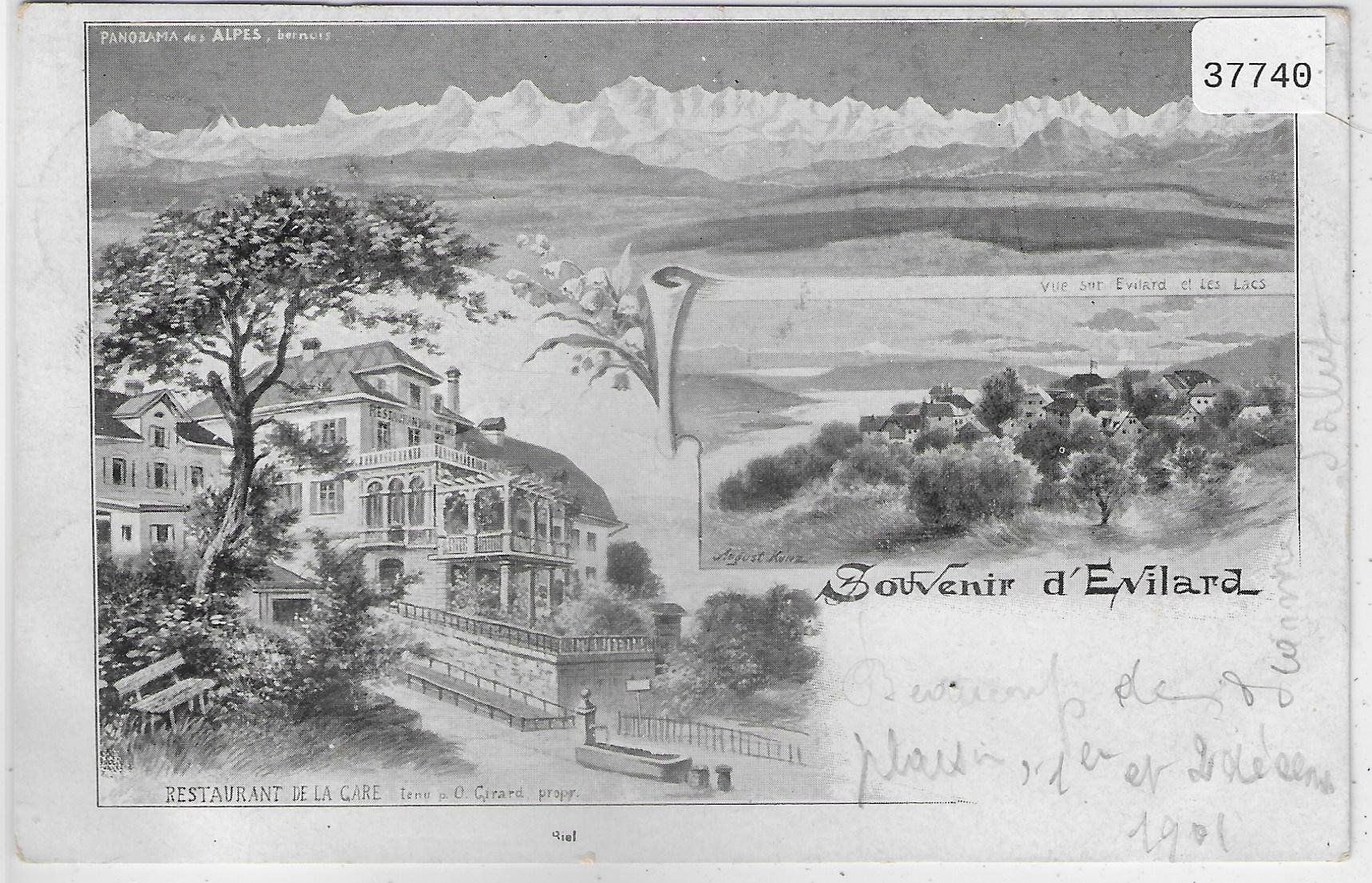 Ansichtskarten: Souvenir d'Evilard - Restaurant de la gare – Gebraucht aus Ettingen von Kartenplanet