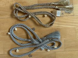 2 Hippie Gürtel, je ca. 2 Meter, Gold / Silber, NEU